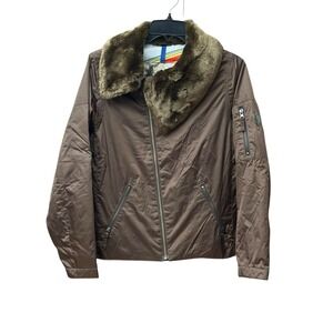 B by Burton Roosevelt‎ Bomber Snowboard Jacket Women's Small Satin Brown #KL3-1